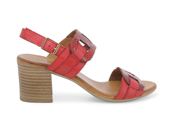 Melluso Sandalo Casual Tacco Alto tomaia 2 fasce Pelle Rossa K55105D-229041